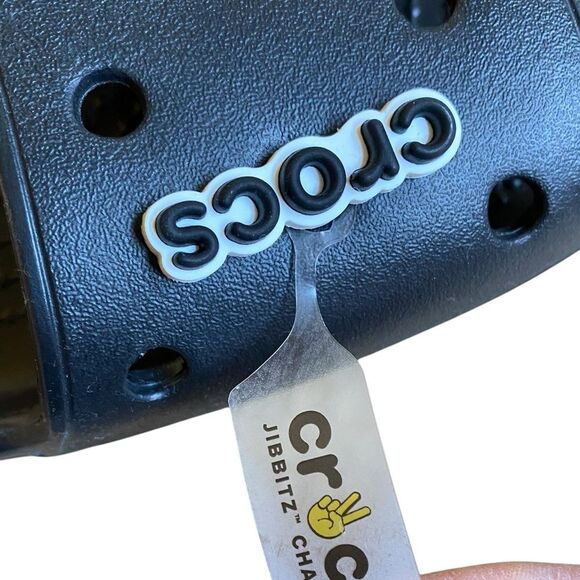 NWT Crocs Classic Slide Sandals in Black Size Men 8 Women 10 with Crocs Charms - Picture 13 of 14